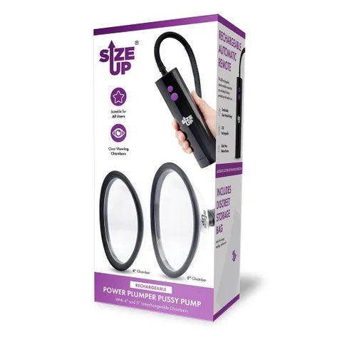XGEN Products Size Up Rechargeable Power Plumper Pussy Pump With Interchangeable Chambers Clear XGEN Products
