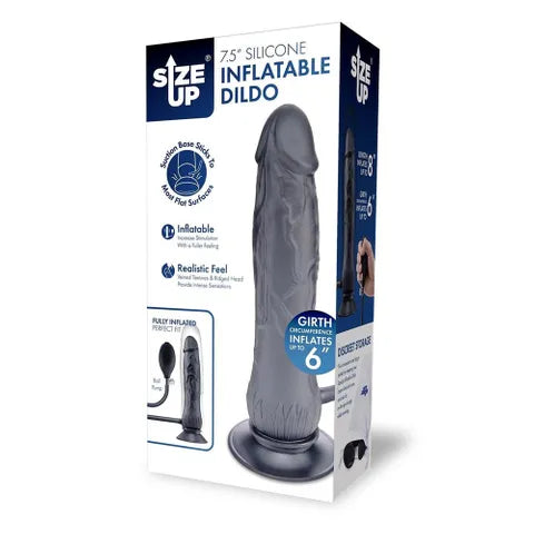 XGEN Products Size Up Inflatable Dildo With Balls 7.5 Inch Black XGEN Products