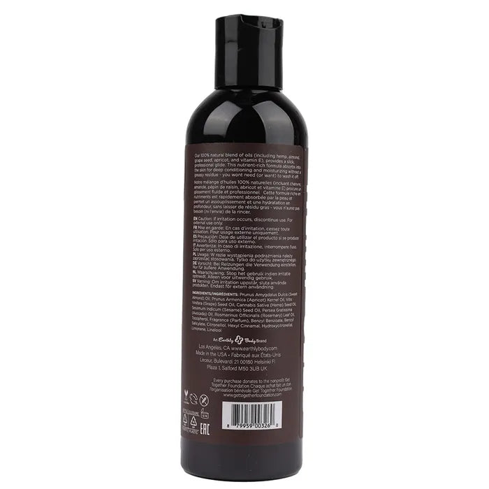 Earthly Body Hemp Seed Massage & Body Oil Guavalava (Guava & Blackberry) Scented 237ml Bottle Earthly Body