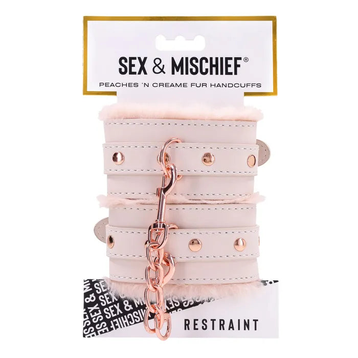Sportsheets Sex & Mischief Peaches n CreaMe Fur Handcuffs Restraints Peach Sportsheets