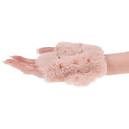 Sex & Mischief Peaches N CreaMe Spiked Sensory Furry Glove With Metal Spikes Peach Sportsheets