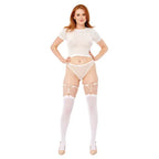 Sex & Mischief Peaches N CreaMe Pearl Garters With Pearls Set Of 2 Peach / Rose Goldd Sportsheets