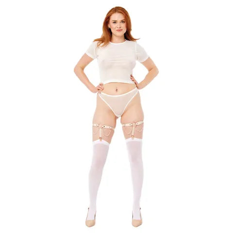 Sex & Mischief Peaches N CreaMe Pearl Garters With Pearls Set Of 2 Peach / Rose Goldd Sportsheets