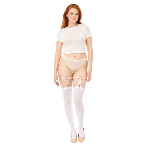 Sex & Mischief Peaches N CreaMe Pearl Garters With Pearls Set Of 2 Peach / Rose Goldd Sportsheets