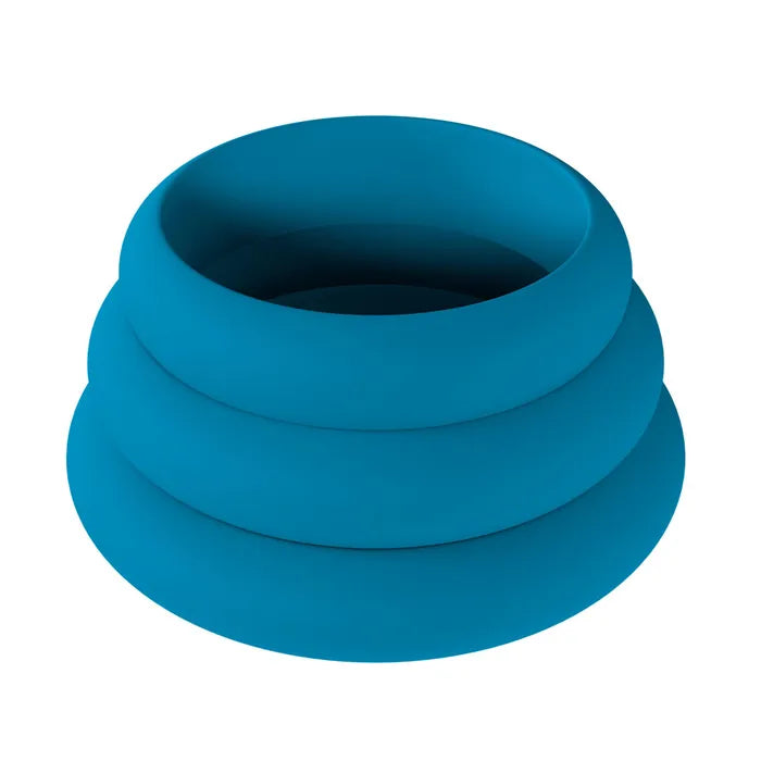 Shots Toys LEVELZ Wide O Silicone Cock Ring Set Of 3 Sizes L / XL / 2XL Teal Shots Toys