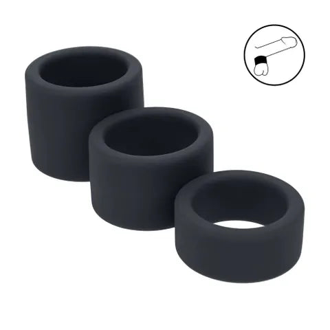 Shots Toys LEVELZ Liquid Silicone Ball Strap Set Of 3 Sizes Black Shots Toys