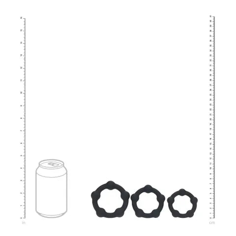 Shots Toys LEVELZ Beaded Silicone Cock Ring Set Of 3 Sizes Black Shots Toys
