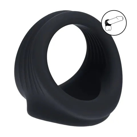 Shots Toys LEVELZ Silicone Cock & Ball Harness Cock & Ball Ring Black Shots Toys