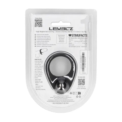 Shots Toys LEVELZ Single Weighted Ball Cock Ring Black Shots Toys