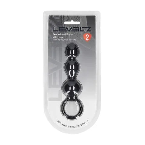 Shots Toys LEVELZ Ribbed Silicone Flared Anal Beads Black 26.7cm Shots Toys