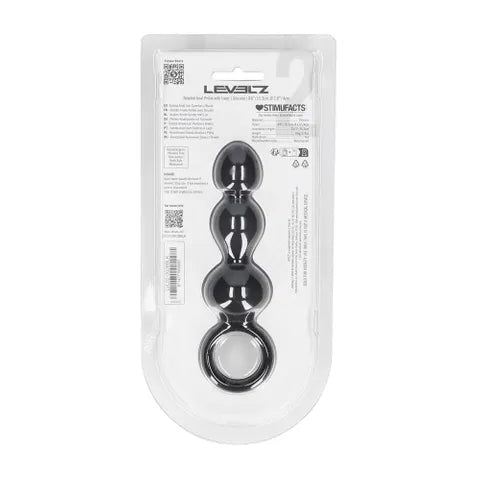 Shots Toys LEVELZ Ribbed Silicone Flared Anal Beads Black 26.7cm Shots Toys