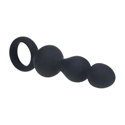 Shots Toys LEVELZ Beaded Silicone Anal Probe With Loop Black 15.3cm Shots Toys