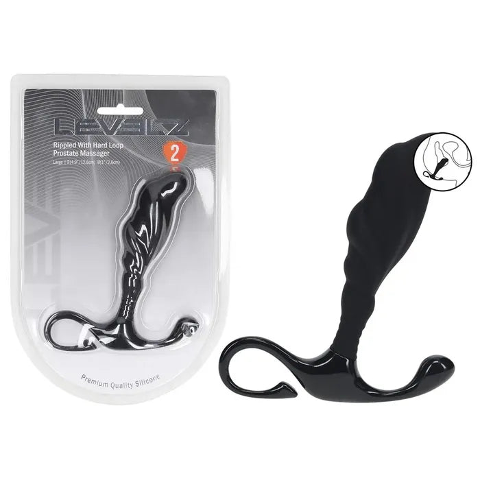 Shots Toys LEVELZ Rippled With Hard Loop Prostate Massager Black Shots Toys