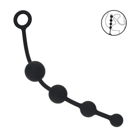 Shots Toys LEVELZ Curved Silicone Anal Beads Black 29.5cm Shots Toys