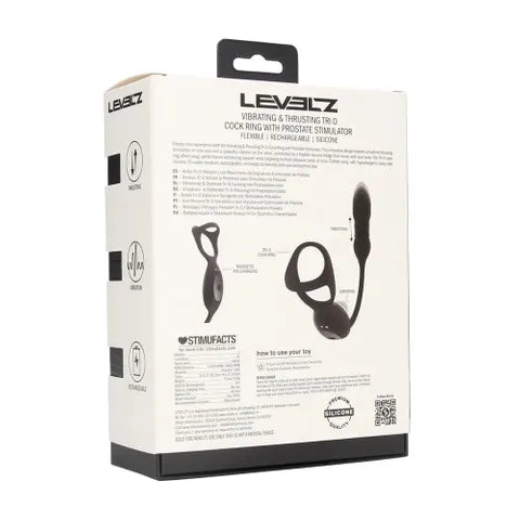 Shots Toys LEVELZ Vibrating & Thrusting TriO Cock Ring With Prostate Stimulator Black Shots Toys