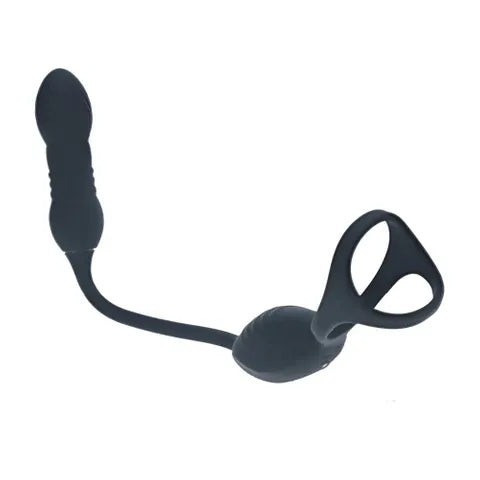 Shots Toys LEVELZ Vibrating & Thrusting TriO Cock Ring With Prostate Stimulator Black Shots Toys