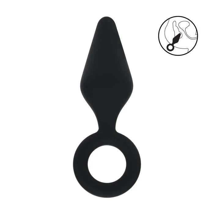 LEVELZ Silicone Anal Plug With Loop Large Black Shots Toys Main image