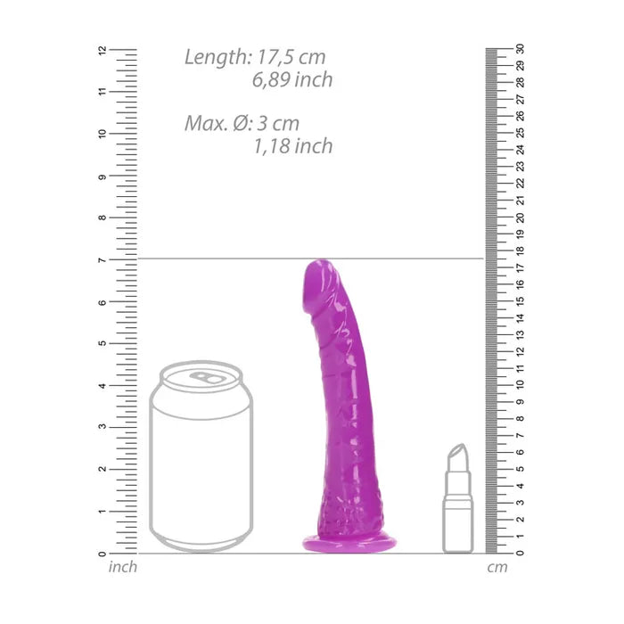 Shots Toys REALROCK Slim Glow In The Dark Dong 6 Inch Purple Shots Toys