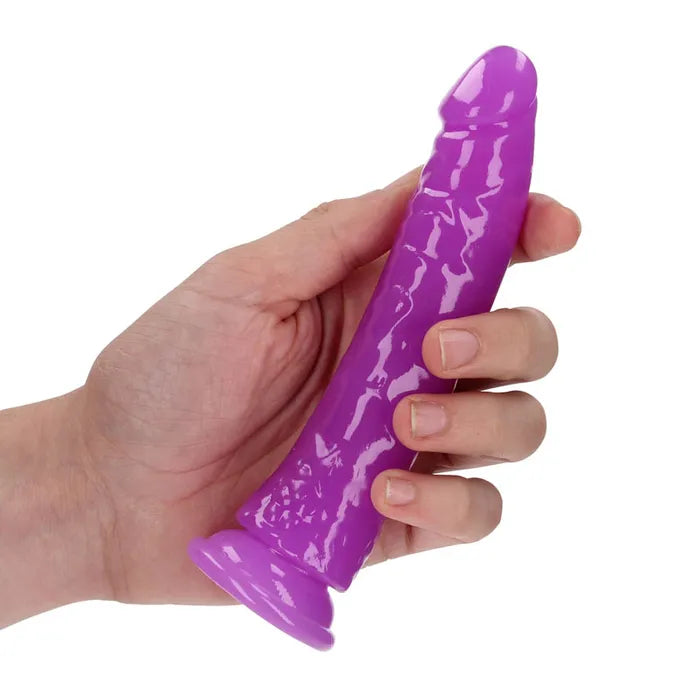 Shots Toys REALROCK Slim Glow In The Dark Dong 6 Inch Purple Shots Toys