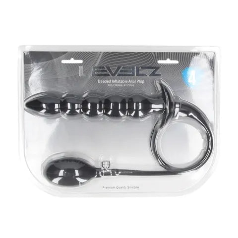 Shots Toys LEVELZ Beaded Inflatable Anal Plug Black Shots Toys