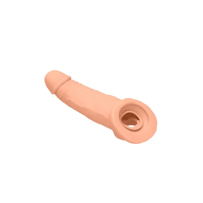 Shots Toys REALROCK Realistic Penis Extender Sleeve With Rings 9 Inch Flesh Shots Toys