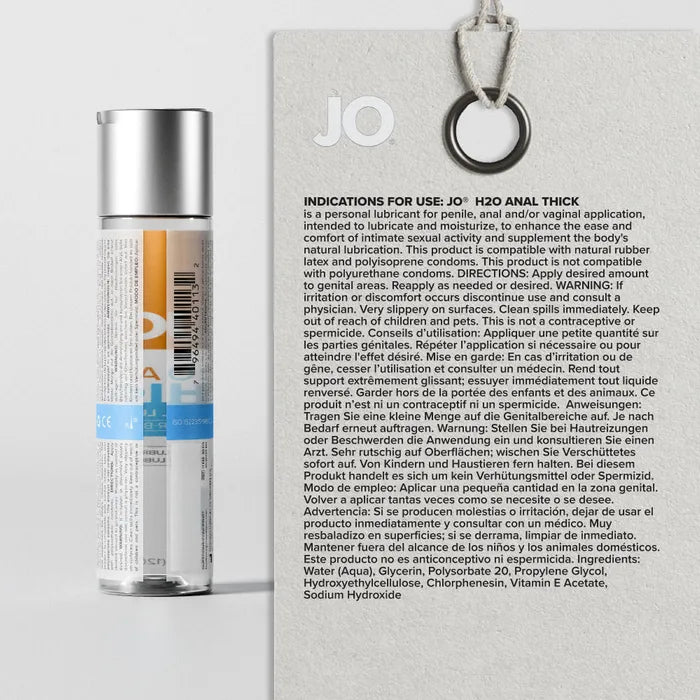 JO H2O Thick Water Based Anal Lubricant 240ml Bottle JO