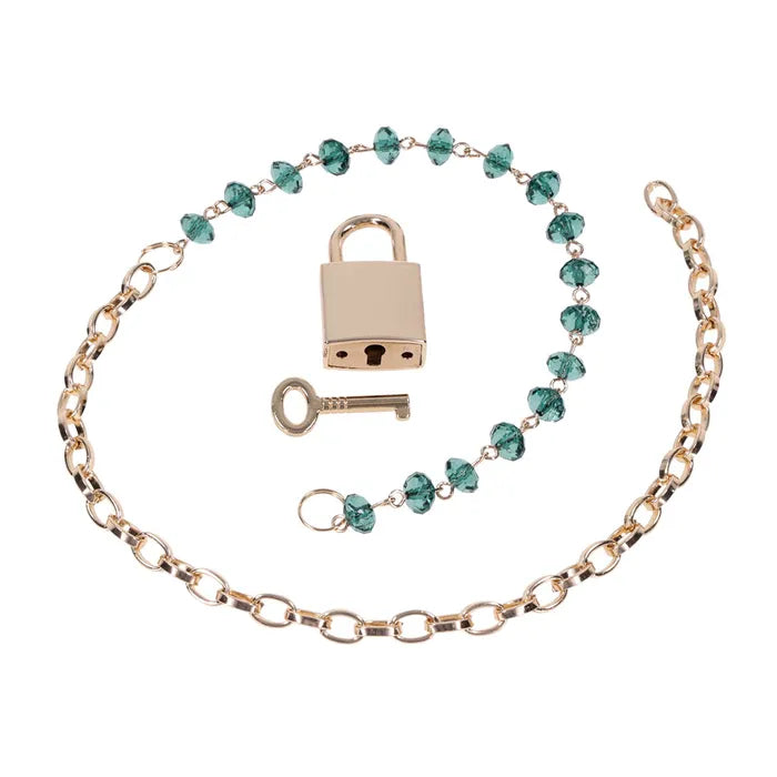 Sportsheets Sex & Mischief Indica Crystal Day Lockable Collar Gold / Emerald Sportsheets