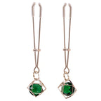 Sportsheets Sex & Mischief Indica Crystal Nipple Clips With Emerald Gems Sportsheets