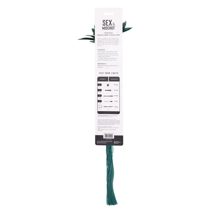 Sportsheets Sex & Mischief Indica Feather Tickler Whip Green Sportsheets