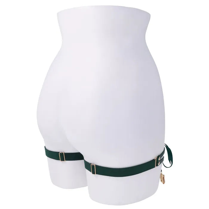 Sportsheets Sex & Mischief Indica Laced Up Garters Set Of 2 Green / Gold Sportsheets
