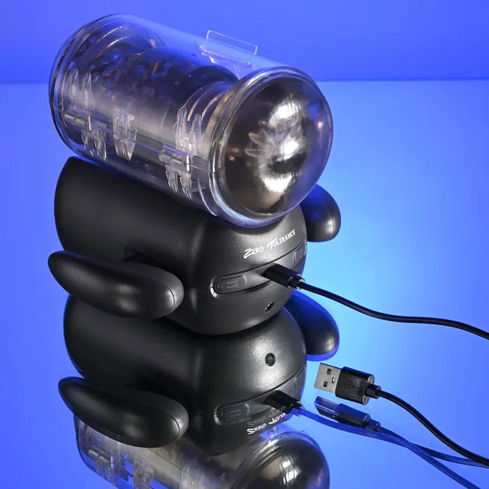 Zero Tolerance HOLD ME TIGHT USB Rechargeable Vibrating Auto Stroker With Phone Holder Black Zero Tolerance