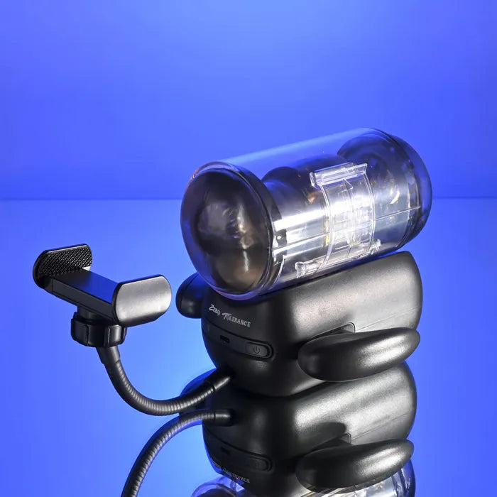 Zero Tolerance HOLD ME TIGHT USB Rechargeable Vibrating Auto Stroker With Phone Holder Black Zero Tolerance