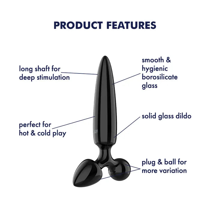 Satisfyer Triple Crystal 1 Black Glass 3 In 1 Butt Plug Satisfyer