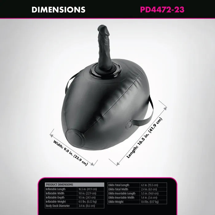 Pipedream Fetish Fantasy Series Body Dock Inflatable Love Ball Inflatable Cushion With Black 15.2cm Dildo Pipedream
