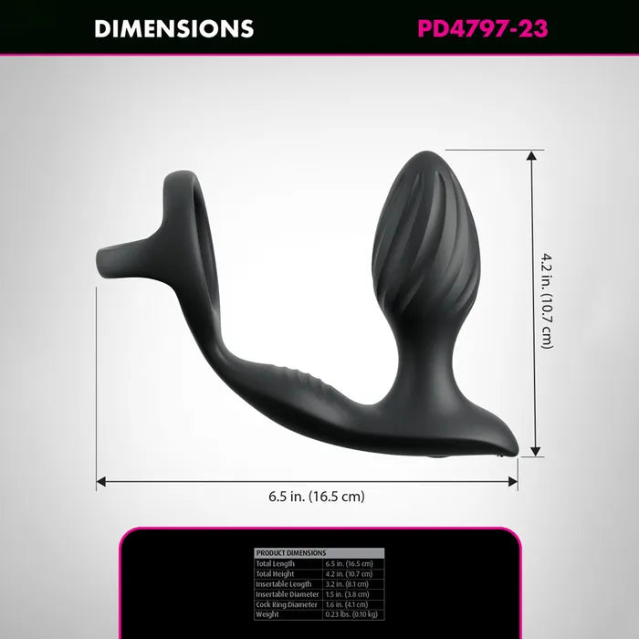 Pipedream Anal Fantasy Elite Ass Gasm Gyro Milk Pro USB Rechargeable Gyrating Butt Plug With Cock Ring Black Pipedream