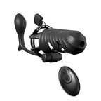 Pipedream Fantasy C Ringz Remote Controlled Vibrating Cock Blocker With Ass Gasm Plug Black Vibrating Cock Cage With Anal Plug Pipedream