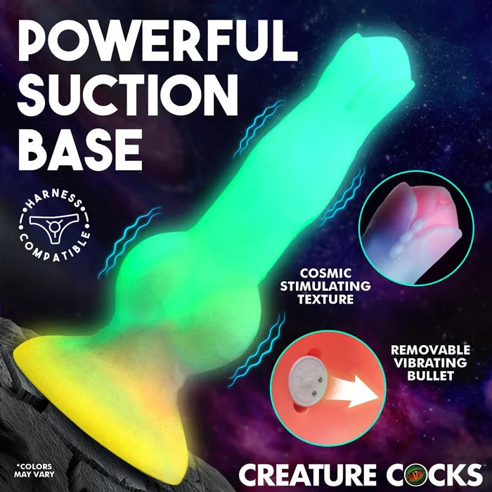 XR Brands Creature Cocks Astro Cock Glow In Dark Vibrating Fantasy Dildo With Remote 20.6cm XR Brands