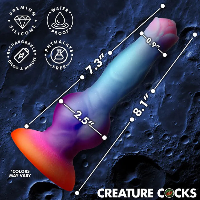 XR Brands Creature Cocks Astro Cock Glow In Dark Vibrating Fantasy Dildo With Remote 20.6cm XR Brands