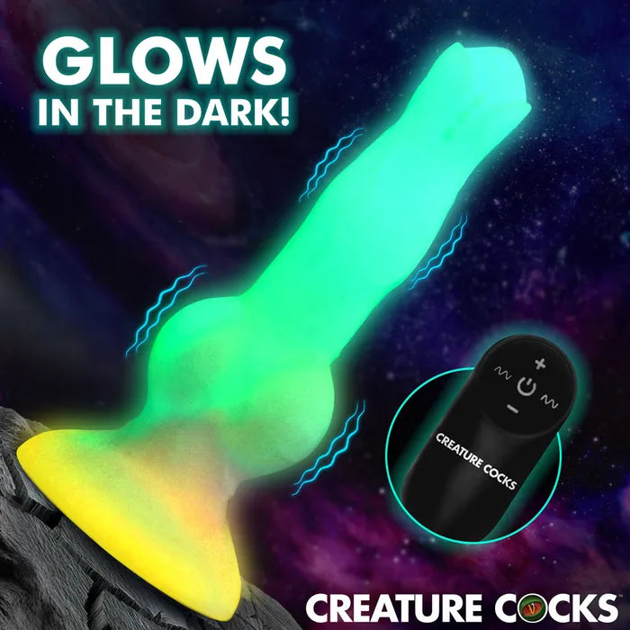XR Brands Creature Cocks Astro Cock Glow In Dark Vibrating Fantasy Dildo With Remote 20.6cm XR Brands