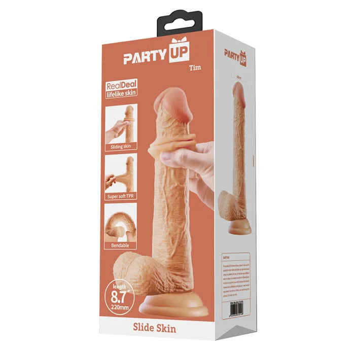Party Up TIM Slide Skin Dong Flexible Dildo 22cm Flesh Party Up