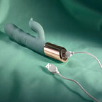 Evolved THE SHIMMY USB Rechargeable Thrusting Rabbit Vibrator Green Evolved