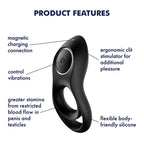 Satisfyer Legendary Duo USB Rechargeable Cock & Balls Ring Black Satisfyer