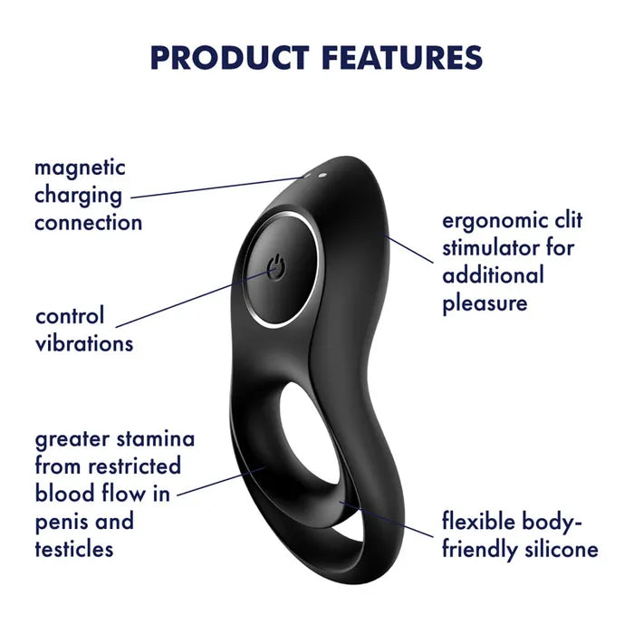 Satisfyer Legendary Duo USB Rechargeable Cock & Balls Ring Black Satisfyer