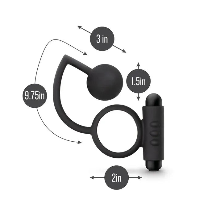 Blush Novelties Anal Adventures Platinum Anal Ball & Vibrating Cock Ring With Anal Ball Black Blush Novelties