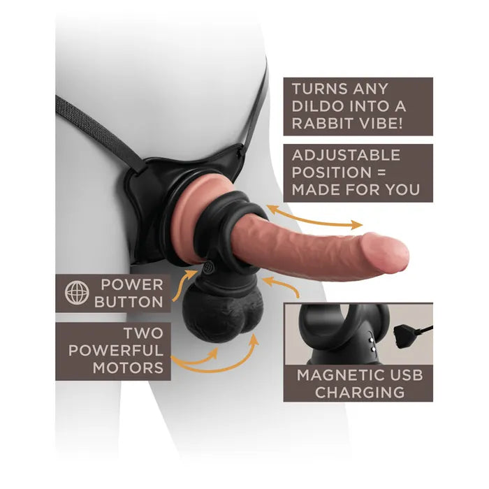 King Cock Elite Ultimate Vibrating Silicone Body Dock Kit - Body Dock Strap-On Harness with 17.8 cm Vibrating Dong & Vibrating Balls Pipedream