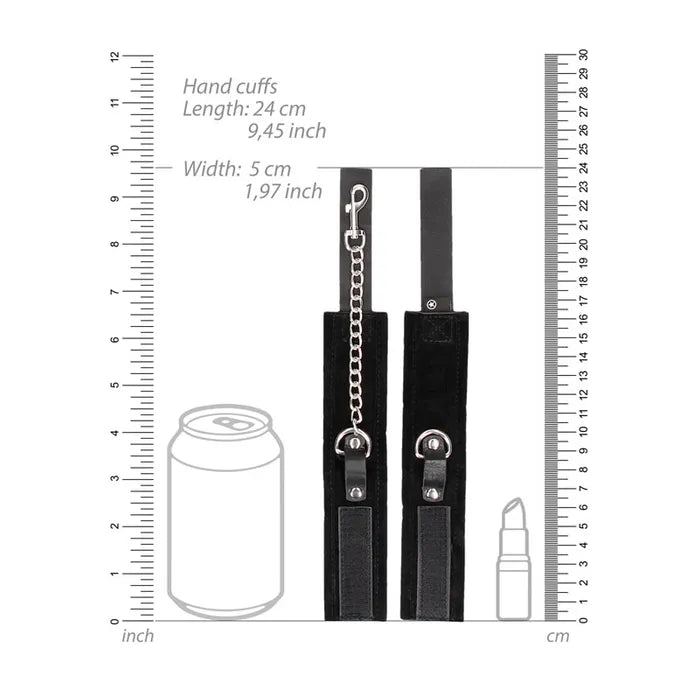 OUCH! BW Velcro Collar With Leash And Hand Cuffs Restraints Black Shots Toys