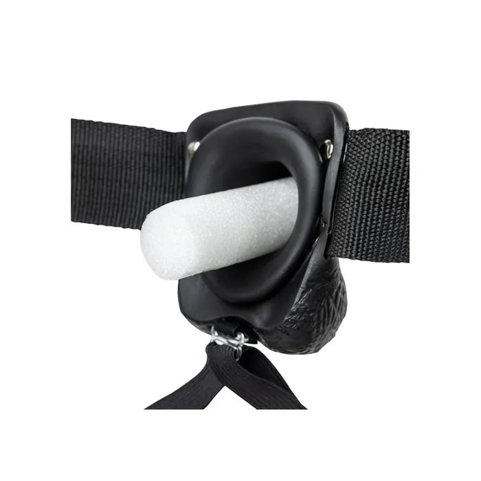 REALROCK Hollow Strapon with Balls - 23 cm Black - Black 23 cm Hollow Strap-On Shots Toys