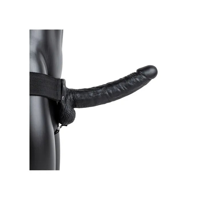 REALROCK Hollow Strapon with Balls - 23 cm Black - Black 23 cm Hollow Strap-On Shots Toys
