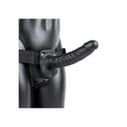 REALROCK Vibrating Hollow Strapon + Balls - 23cm Black - Black 23 cm Vibrating Hollow Strap-On Shots Toys