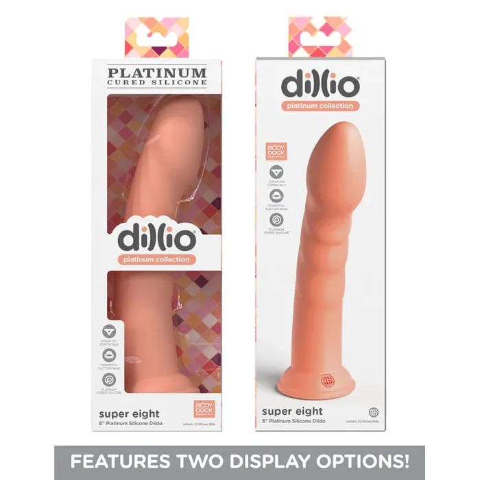 Pipedream Dillio Platinum Super Eight Dong 8 Inch Peach Pipedream